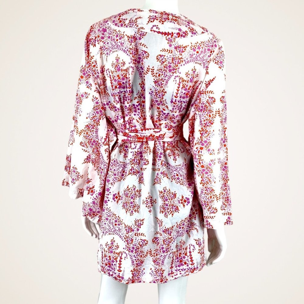 Red Floral Cotton Robe - Picture 3 of 5